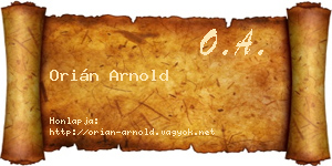 Orián Arnold névjegykártya